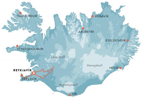 Karta weekend Reykjavik Island svensk guide