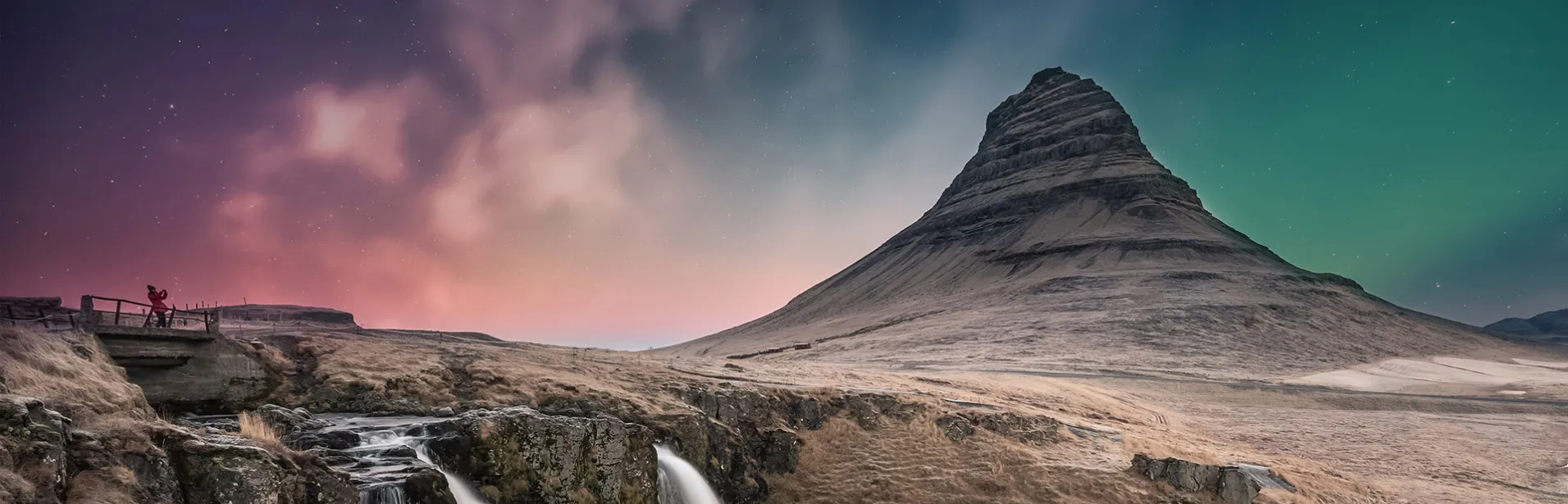 nordlys, island, kirkjufell