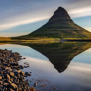 Solnedgang på Kirkjufell-bjerget